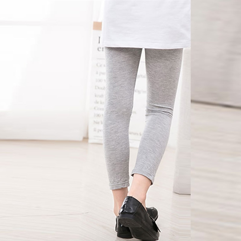 Kids Girls' Leggings Solid Color Sports Outdoor Cotton 7-13 Years Summer Light Blue Black White3