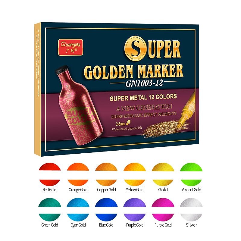 12 Colors Super Metallic Paint Marker For Rock Painting Ceramic Glass Wood Fabric Canvas Mugs Metal Paper Scrapbook Crafts SuppliesPerfect For Easter Decoration4