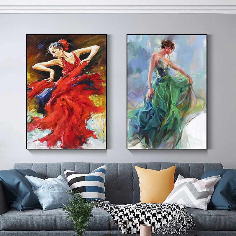 Handpainted Famous Flamenco Dancer Painting Canvas Painting Wall Art Poster for Bedroom Living Room Decor (No Frame)3