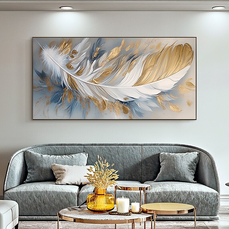 Handmade Oil Painting Canvas Wall Art Decor Original Feather Painting for Home Decor With Stretched Frame/Without Inner Frame Painting 15