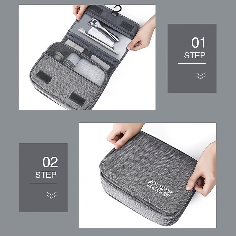 Portable Hanging Toiletry Bag - Waterproof Travel Organizer for Cosmetics and Toiletries with Multiple Compartments4