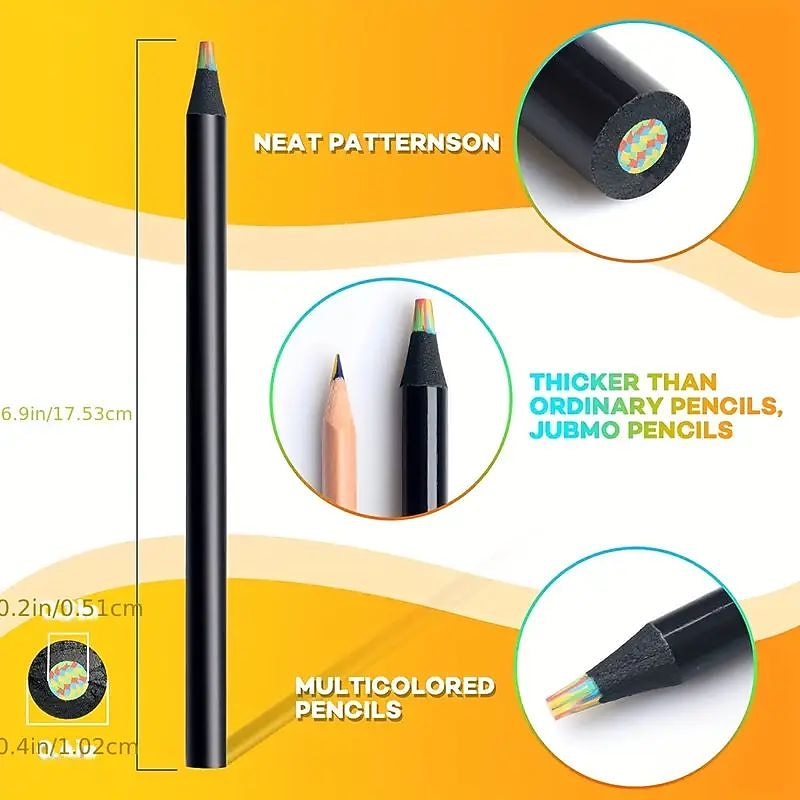 8 Colours Rainbow Pencils Jumbo Colouring Pencils For Adults And Children Multi-Coloured Pencils For Art Drawing Colouring Sketching2