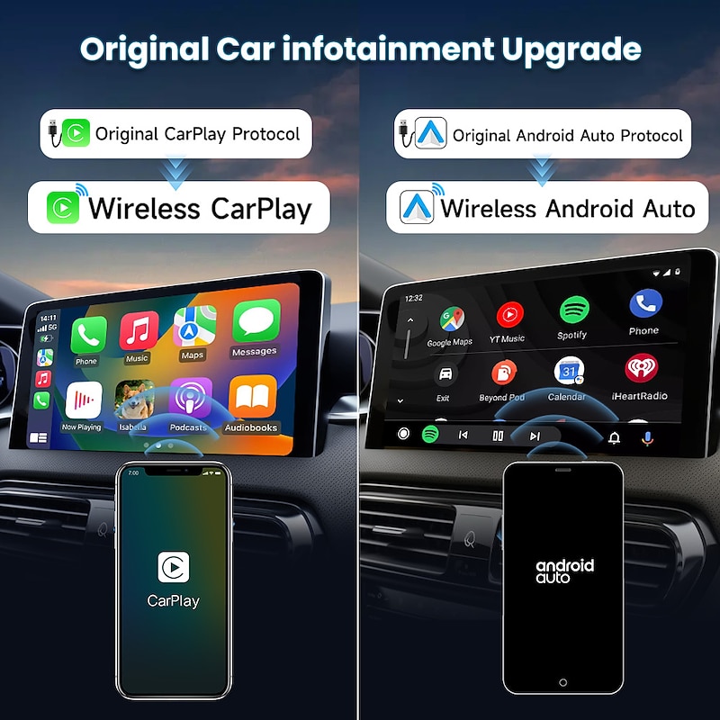 CarlinKit 5.0 CarPlay Android Auto Wireless Adapter Portable Dongle for OEM Car Radio with Wired CarPlay/Android Auto 2023 Newest CPC200-2AIR Available for Android Phones and iPhones3