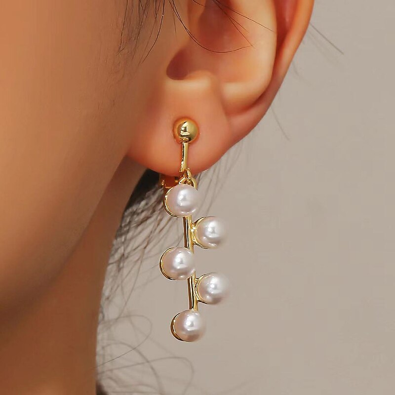 Women's Stud Earrings Hoop Earrings Clip on Earring Retro Drop Elegant Vintage Stylish Simple Sweet Imitation Pearl Earrings Jewelry 1# / 2# / 3# For Party Street Daily Holiday Festival 1 Pair3