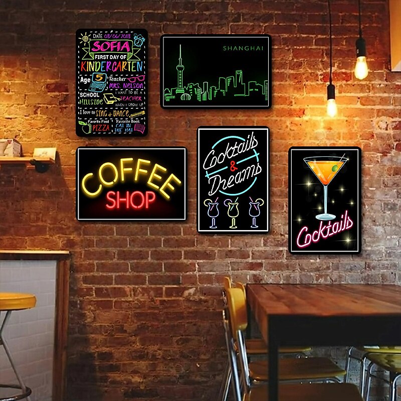 1pc Neon Metal Tin Sign Bar Vintage Plaque Decor, Home Decor, Restaurant Decor, Bar Decor, Cafe Decor, Garage Decor, Wall Decor, Water-proof, Dust-proof 20x30cm/8''x12''3