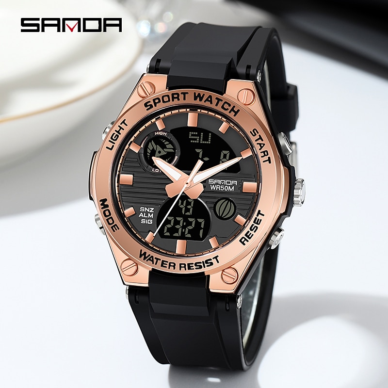 SANDA 6067 Digital Watch Women Sport Chronograph Calendar Lady Quartz Wristwatch 50m Waterproof Female Girl Electronic Clock4