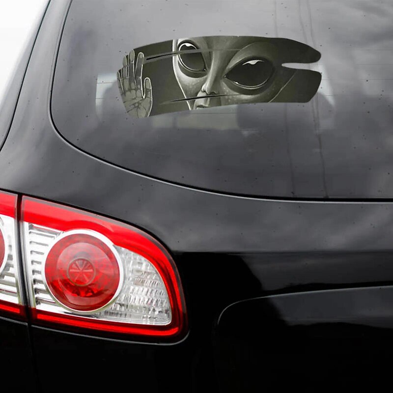 3D Alien Cracked Car Sticker Cool Self-Adhesive PVC Vinyl Auto Racing Decal For Covering Scratches & Pull Flowers11.8 X 7.87 in2