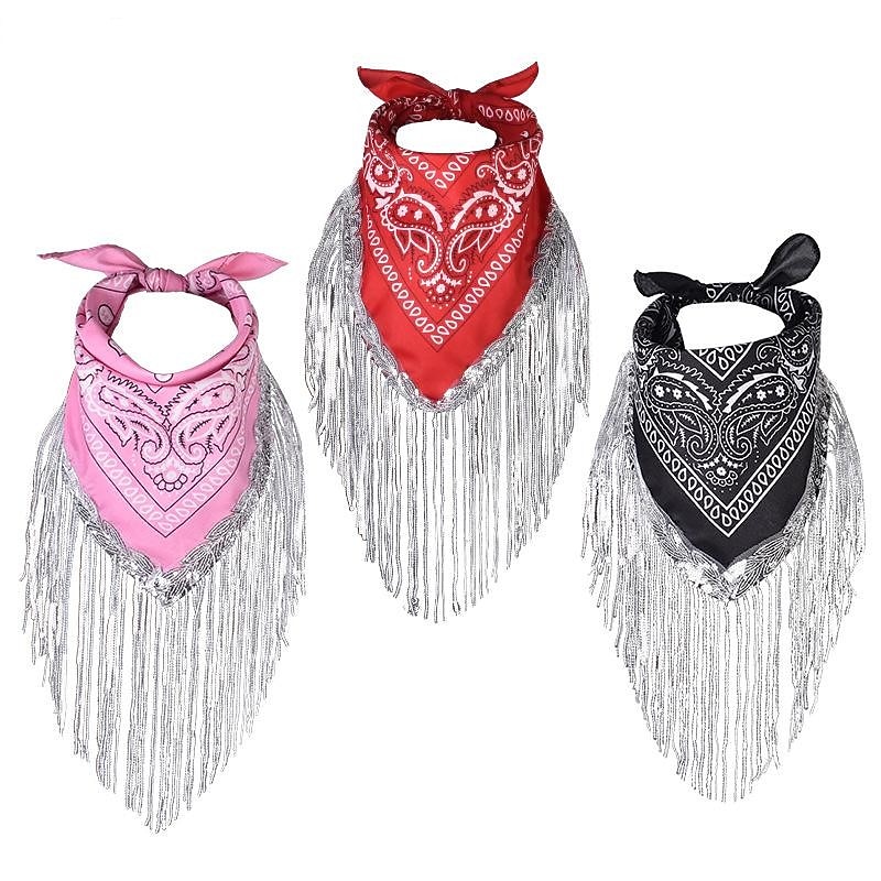 Cowgirl West Cowboy 18th Century 19th Century State of Texas Paisely Bandana Women's Girls' Tassel Fringe Jacquard Costume Vintage Cosplay Event / Party Carnival Masquerade Halloween