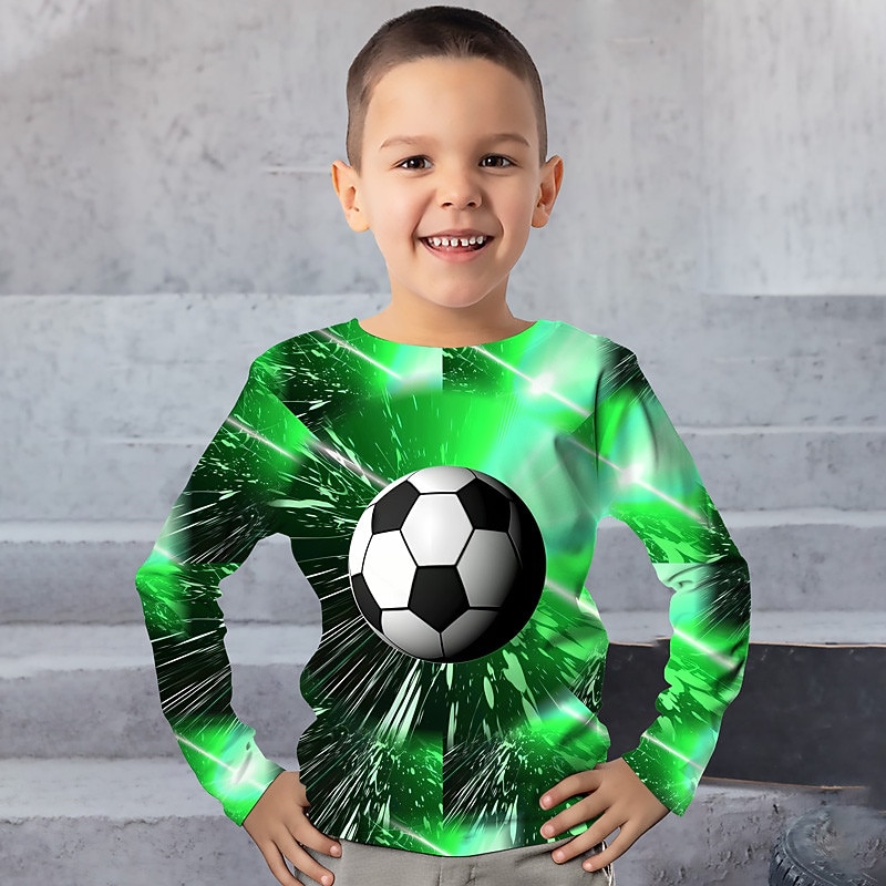 Boys 3D Graphic Football T shirt Tee Long Sleeve 3D Print Summer Spring Fall Sports Fashion Streetwear Polyester Kids 3-12 Years Outdoor Casual Daily Regular Fit2