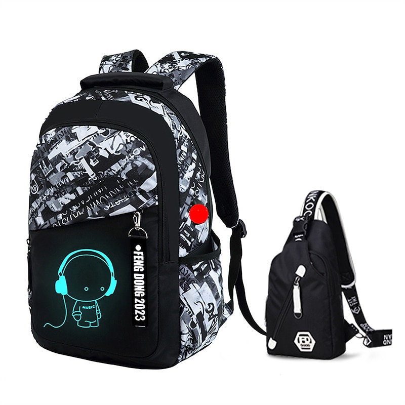 Backpacks School Backpack Set with Sling Bag Boys Backpacks for School Backpack with USB Charger Reflective Waterproof Backpack Back to School Gift