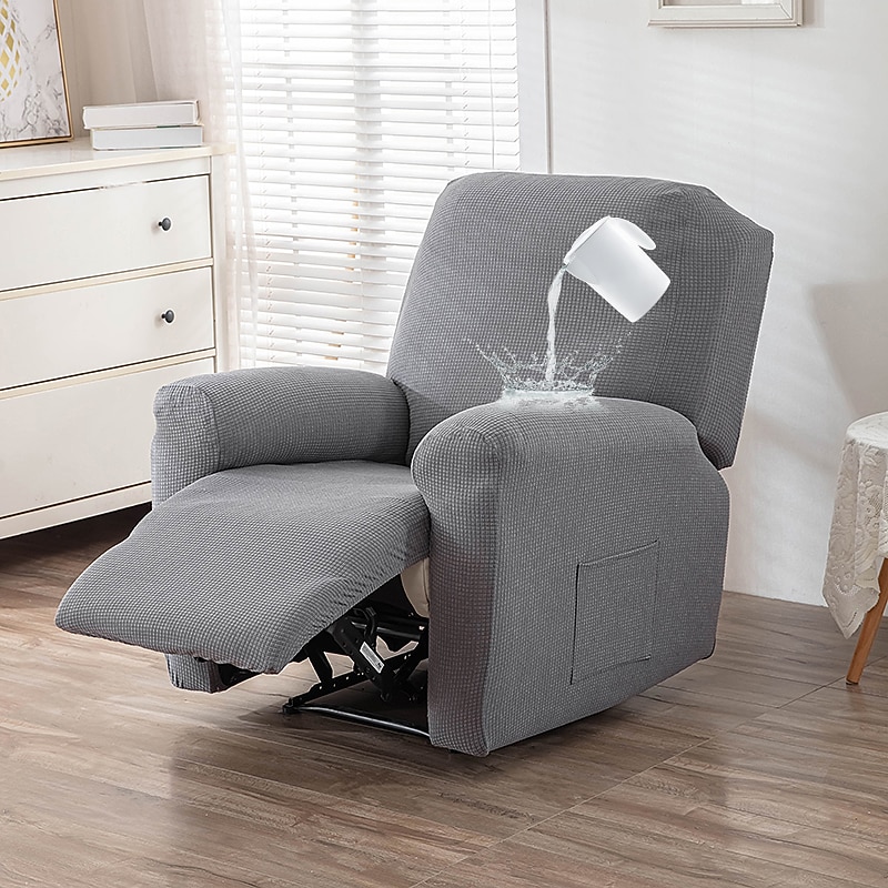 Water Repellent Recliner Covers Burgundy Reclining Sofa Cover 1 Seater Armchair Couch Slipcover with Side Pocket, Anti-cat Scratch Furniture Protector for Kids, Pets, Dogs, Cats