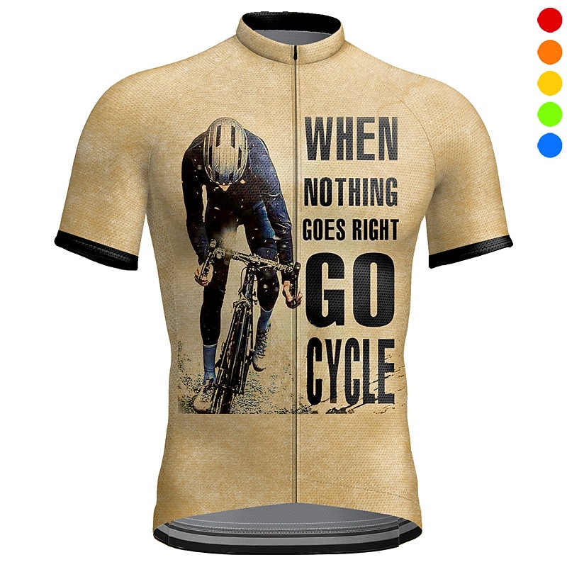 Men's Cycling Jersey Graphic Letter & Number Short Sleeve Bike Jersey Top with 3 Rear Pockets Mountain Bike MTB Road Bike Cycling Quick Dry Reflective Strips Back Pocket Moisture Wicking Sports Red