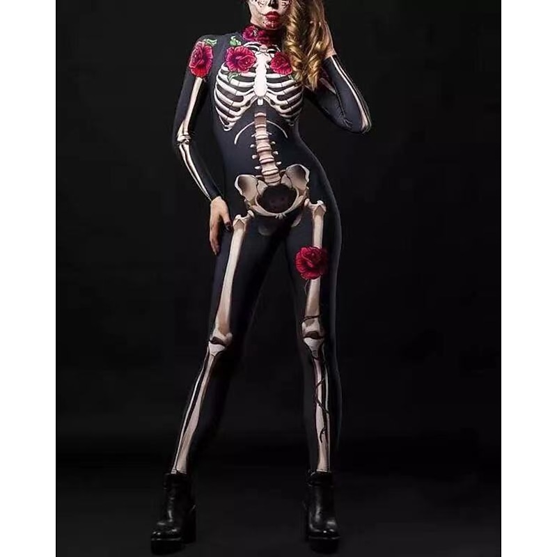 Skeleton Skull Halloween Zentai Suits Party Costume Bodysuits Carnival Costume Full Body Suit One Piece Scary Costume Kid's Adults' Women's Carnival Masquerade Mardi Gras Performance Party Easy4