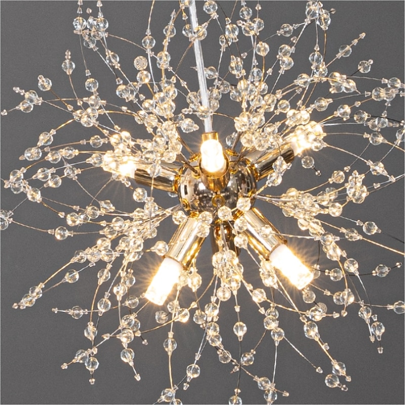 Luxury Crystal Chandeliers Cluster DesignSputnik Chandelier Ceiling Fixture Gold Pendant Light for Dining Room, Kitchen, Living Room, Restaurant(Gold, 18/36-Light) 110-240V3