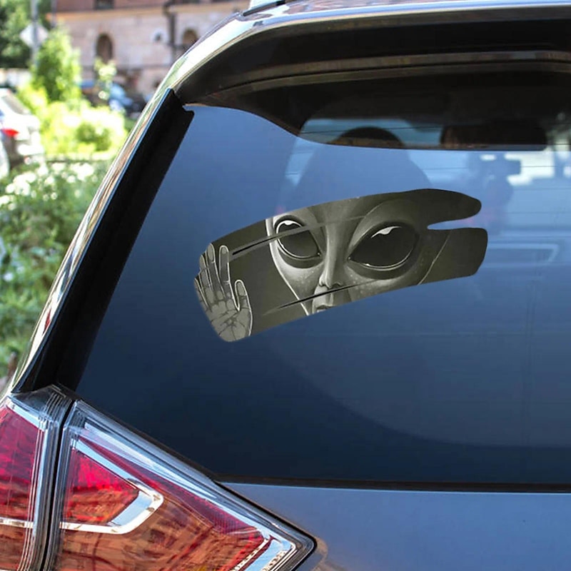 3D Alien Cracked Car Sticker Cool Self-Adhesive PVC Vinyl Auto Racing Decal For Covering Scratches & Pull Flowers11.8 X 7.87 in