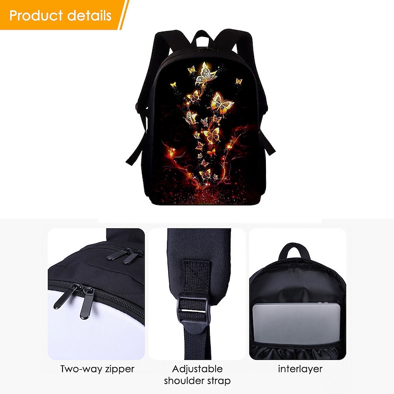 Purple Butterfly Glow Backpack for Girls – Fantasy Style Large Capacity School Bag for Teens and Kids, Lightweight Bookbag for Daily Use or Travel3