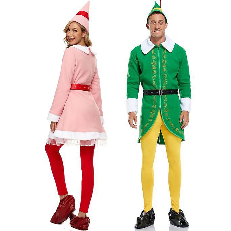 Santa Claus Elf Cosplay Costume Adults' Couple's Party New Year Christmas Carnival Easy Carnival Costume2