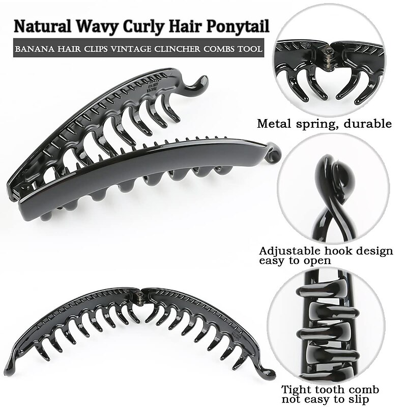 Banana Hair Clips for Women Classic Clincher Double Comb Clips Hair Leopard Banana Ponytail Holder Clip for Thick Hair2