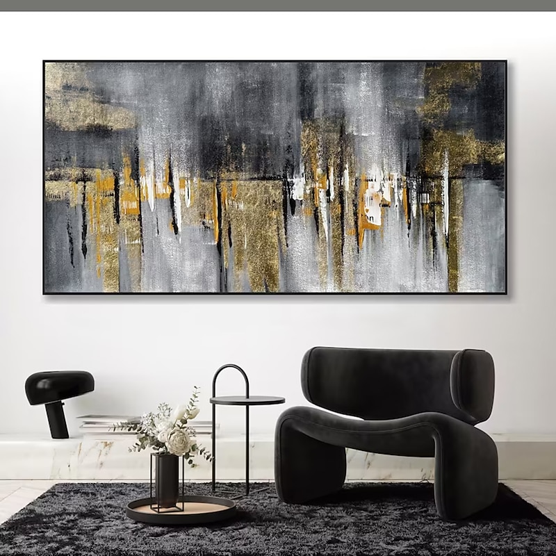 Handmade Oil Painting Canvas Wall Art Decoration Modern   Abstract Gold Horizontal Large Size for Living Room Home Decor Rolled Frameless Unstretched Painting2