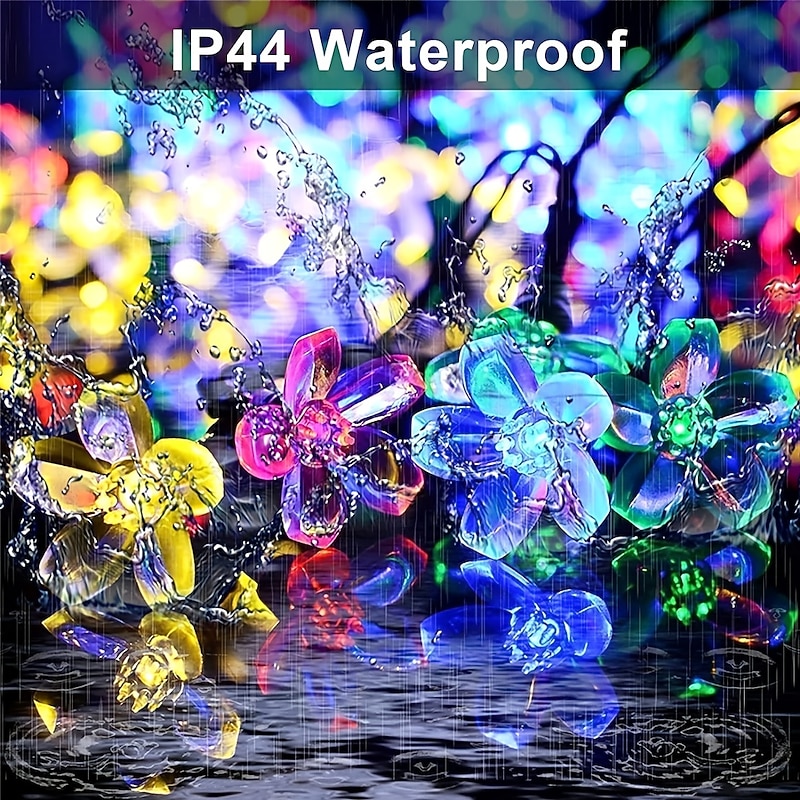 Flower Solar Fairy Lights Sakura Outdoor Waterproof Garden Lights Camping Novelty Courtyard String Lights For Christmas Cafe Garden Backyard Balcony Porch Decoration4