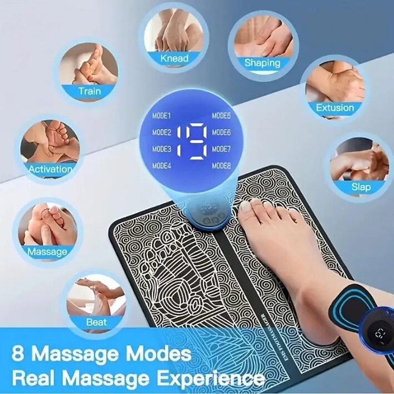 Electric EMS Foot Massager, Pad Remote Controlable & Rechargeable Pain Relief Relaxation Foot Acupoint Massage Pad Muscle Stimulation Improve Blood Circulation Gifts For Home Office Holiday4