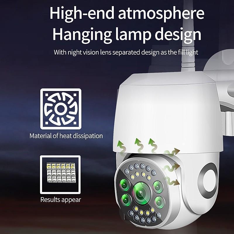 Five Lens HD 1080P/720P Wireless Speed Dome PTZ WiFi IP Camera Two-way Intercom Full Color Night Vision Motion Detection 5G Dual-band IP66 Waterproof Indoor and Outdoor Surveillance Camera4