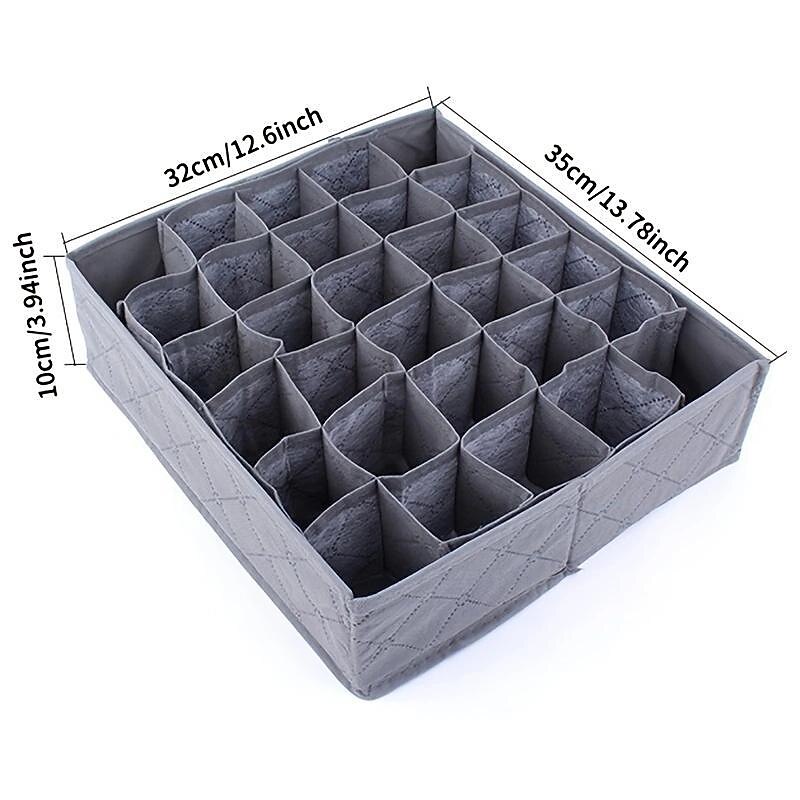 30 Grids Foldable Underwear Storage Box, Non Woven Fabric Multiple Cells Socks Organizer, Bras Drawer Organizer4