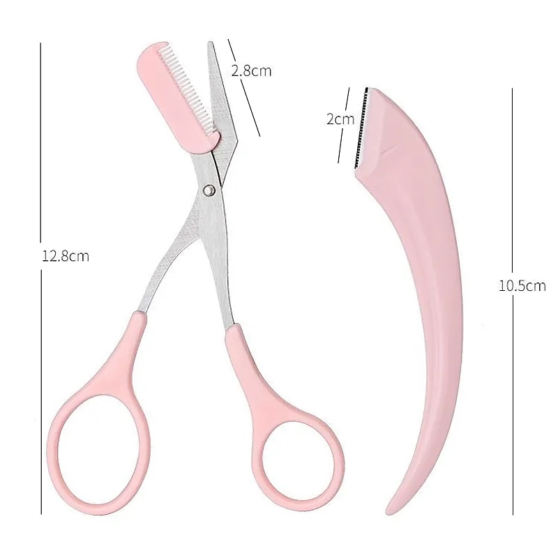 1Set Eyebrow Trimming Knife Eyebrow Face Razor For Women Professional Eyebrow Scissors With Comb Brow Trimmer Scraper Accesso4