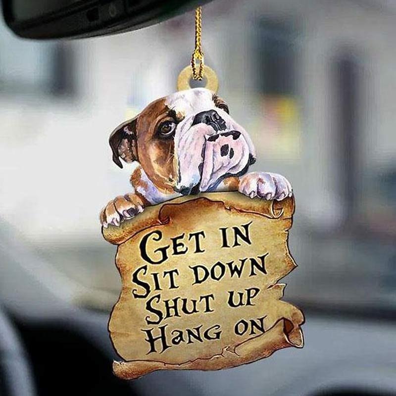 Cute Dog Ornament Lovely Acrylic Animal Car Hanger Car Decor Two Sided Ornament3