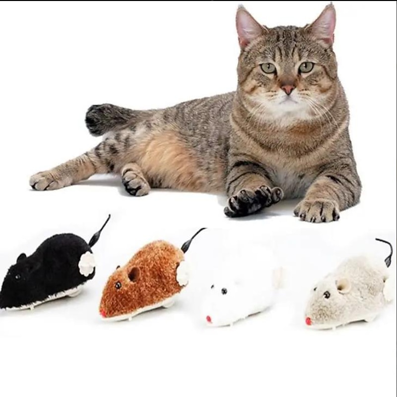 Interactive Cat Toy: 1pc Wind-Up Plush Mouse - Stimulate Your Cat's Natural Instincts!2