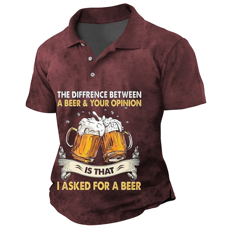 Men's Letter Graphic Prints Beer Polo Shirt Golf Shirt Short Sleeves Shirt Turndown Outdoor Street Black Red Navy Blue Green Print Clothing Apparel Sports Fashion Streetwear Designer4