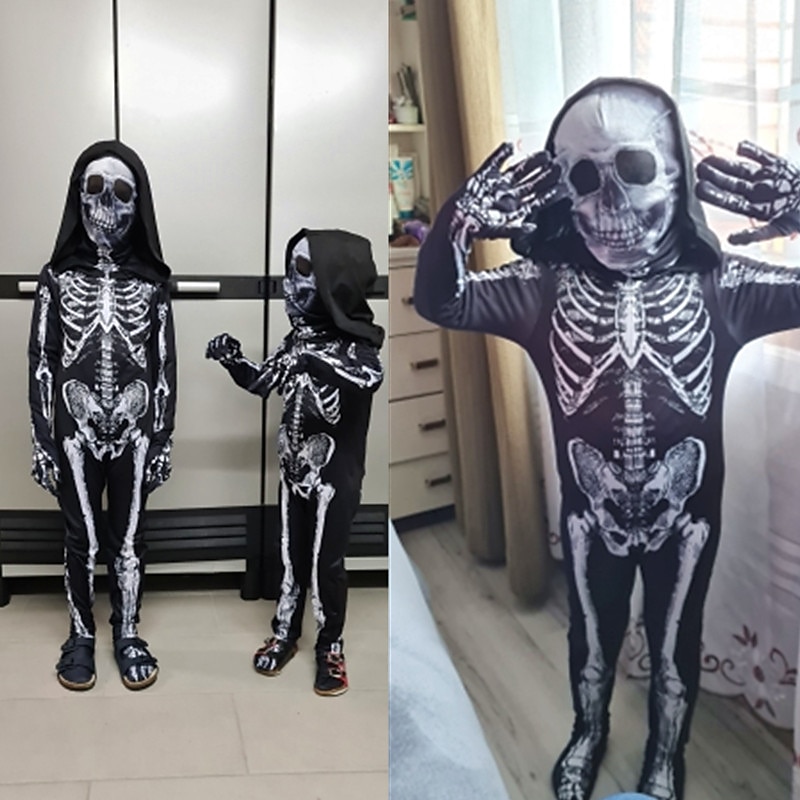 Skeleton Skull Halloween Cosplay Costume Party Costume Masquerade Outfits Cosplay Kid's Boys' Girls' Masquerade Mardi Gras Performance Party Halloween Easy Halloween Costumes Dress Up2