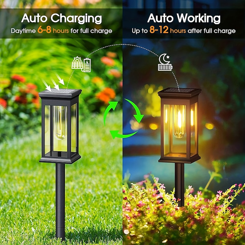 Solar Pathway Lights, Waterproof IP65 Auto On/Off Solar Garden Lights for Walkway, Yard, and Landscape Decoration3