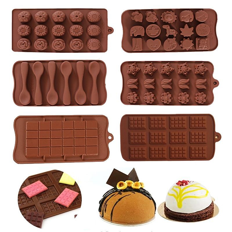 Silicone Chocolate Moulds 6 Pieces Silicone Moulds for Chocolate and Non-Stick Chocolate Molds Letters and Numbers for Making Chocolate Muffins Cakes 6 Shapes