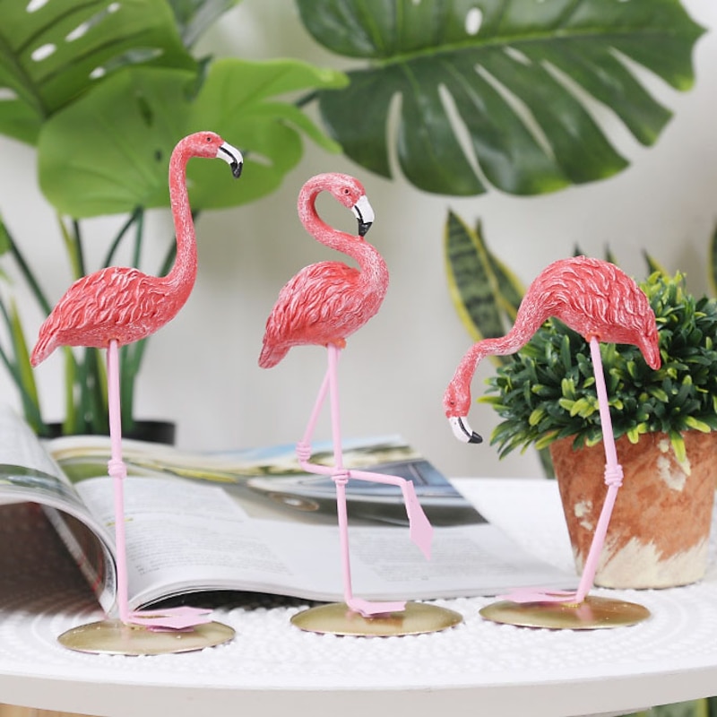 Resin Flamingo Ornaments Flamingo Statue Bird Figurine Animal Sculpture Tabletop Decoration for Home Garden Table Decor2