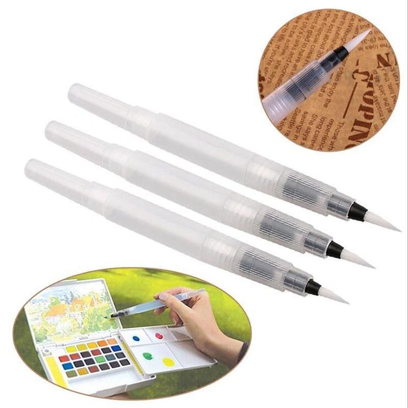 3pcs/Lot Refillable Water Brush Ink Pen For Water Color Calligraphy Drawing Painting Illustration Pen Office Stationery3