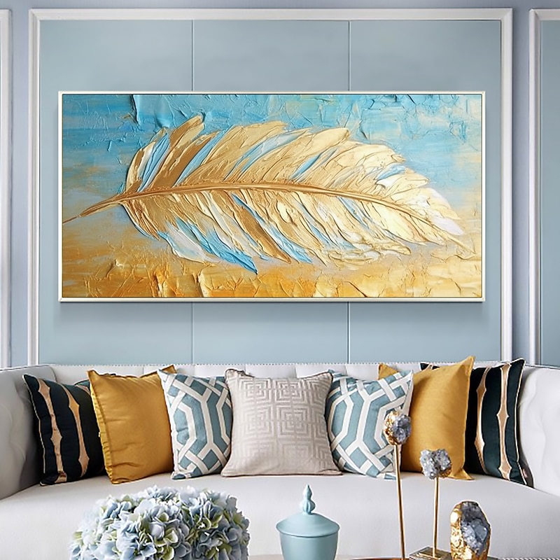 Handmade Oil Painting Canvas Wall Art Decor Original Feather Painting for Home Decor With Stretched Frame/Without Inner Frame Painting 11