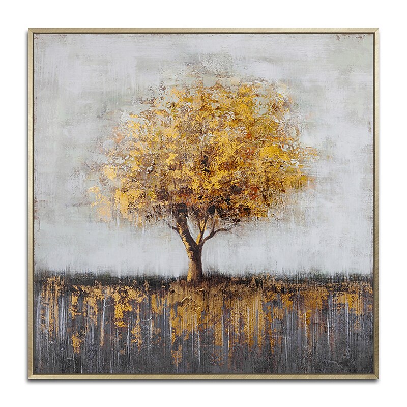 Handmade Oil Painting Canvas Wall Art Decoration Modern Abstract Golden Tree Landscape for Home Decor Rolled Frameless Unstretched Painting2
