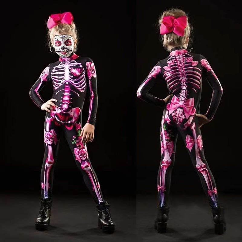 Skeleton Skull Halloween Cosplay Costume Party Costume One Piece Kid's Adults' Boys' Girls' Carnival Masquerade Mardi Gras Performance Party Easy Halloween Costumes Dress Up2