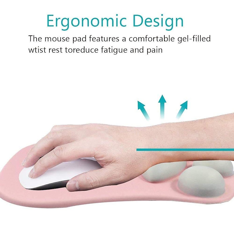 Ergonomic 3D Mouse Pad with Wrist Support Cute Cat Paw Soft Comfortable Silicone Wrist Rest Mice Mat Anti-Slip Wrist Pad for Computer Office Computer Game2