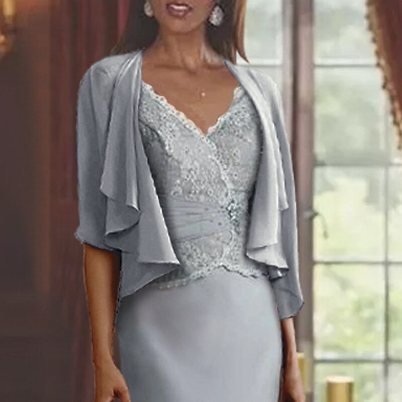Shawls Women's Wrap Mother's Wraps Elegant Pure Half Sleeve Chiffon Wedding Wraps With Ruffles For Party Spring & Summer 2025 - $45.99