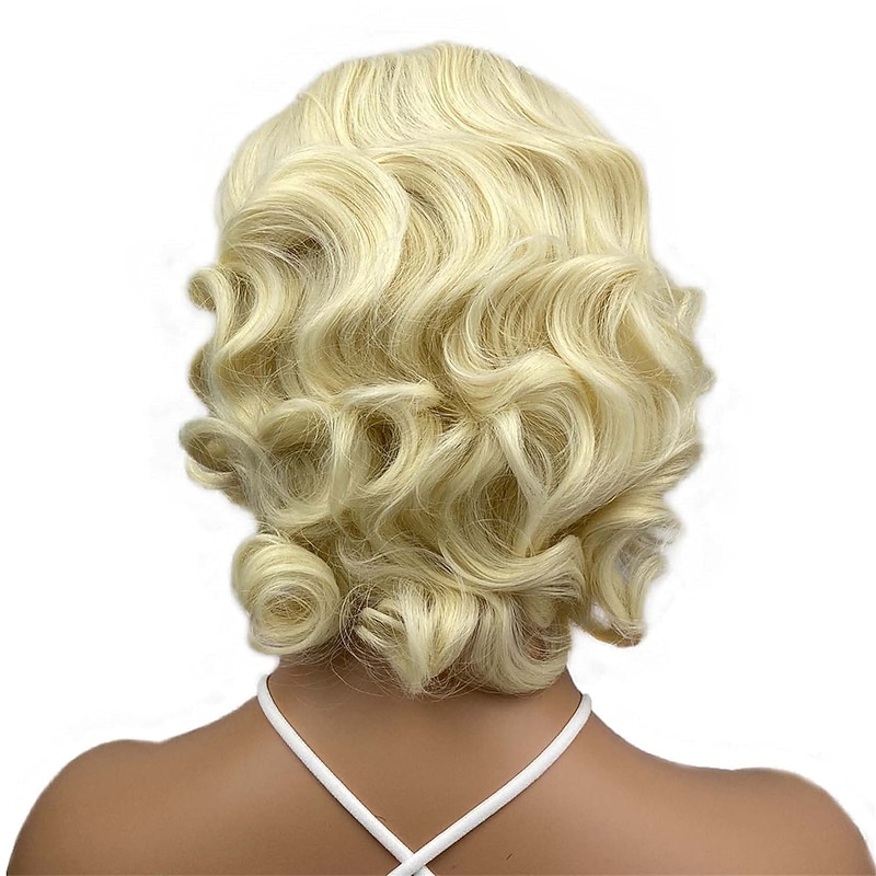 Finger Wave Wig Synthetic Hair for Women 1920s Vintage Cosplay Carnival Party Daily Everyday Wear Short Curly Wig Halloween Wigs4
