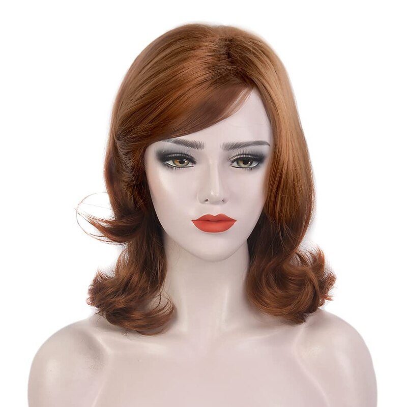 Red Long 60s Wigs for Women Natural Synthetic Hair Wig Auburn 50s 60s 70s Cosplay Daily Work Costume Party Halloween Wigs3