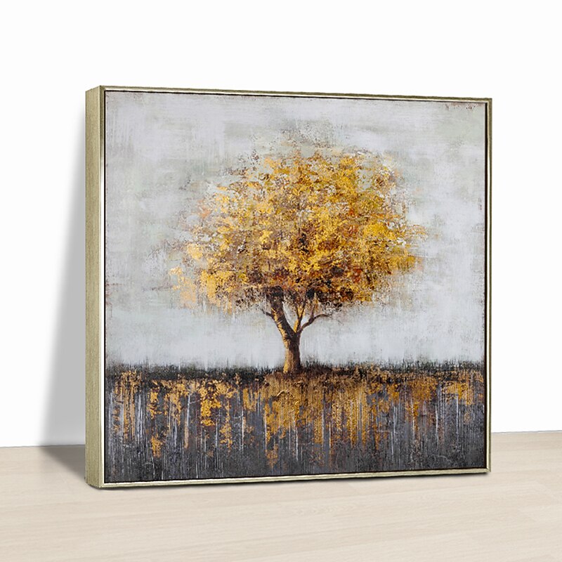Handmade Oil Painting Canvas Wall Art Decoration Modern Abstract Golden Tree Landscape for Home Decor Rolled Frameless Unstretched Painting4