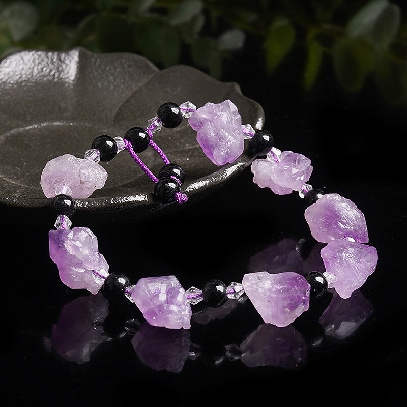 Natural Amethyst Original Stone Diy Bracelet Amethyst Cluster Shaped Bracelet Simple Jewelry Amethyst Obsidian Bracelet4