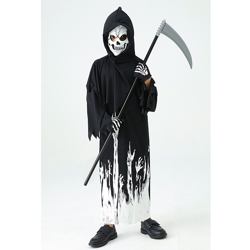 Ghost Grim Reaper Halloween Cosplay Costume Party Costume Masquerade Outfits Scary Costume Kid's Boys' Girls' Masquerade Performance Party Halloween Easy Halloween Costumes Dress Up3