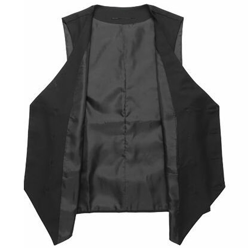 Men's Waistcoat Daily Wear Vacation Going out Fashion Basic Spring &  Fall Button Polyester Comfortable Plain Single Breasted V Neck Regular Fit Dark-Gray Black Light Grey Vest3