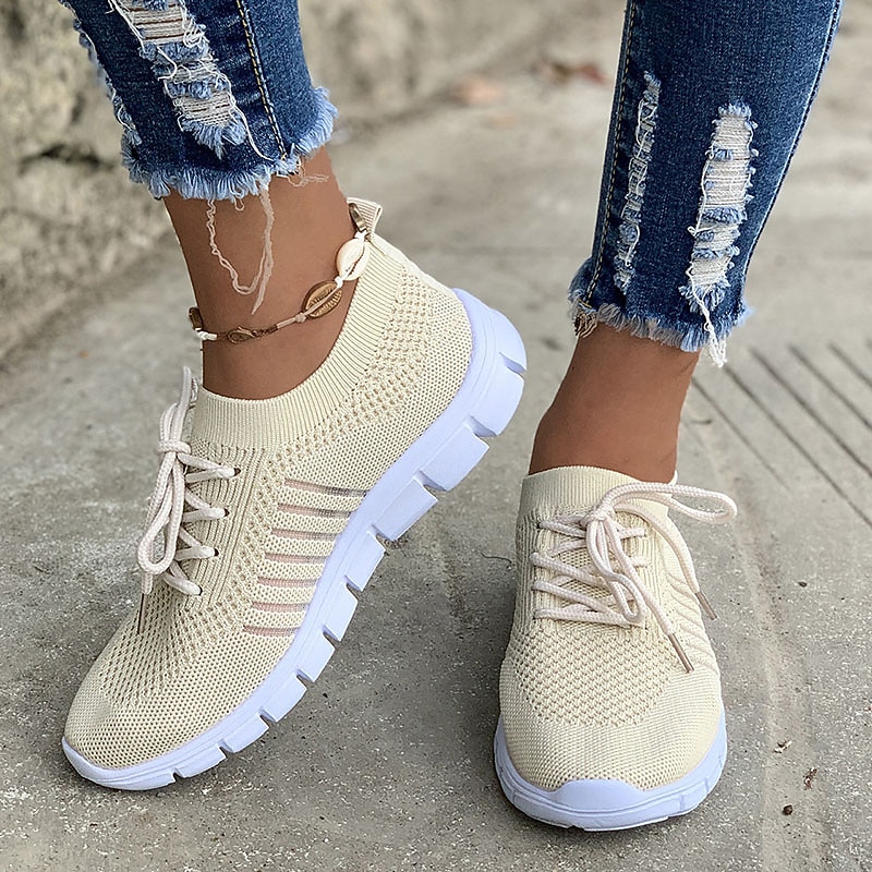 Women's Black Knit Sneakers with White Sole for Running and Casual Wear 7