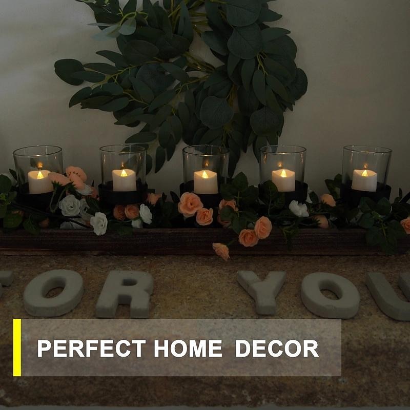 12pcs LED Flameless Timer Candles Long Lasting Battery Operated Tea Lights for Christmas Halloween Wedding Table Decorations Warm White4