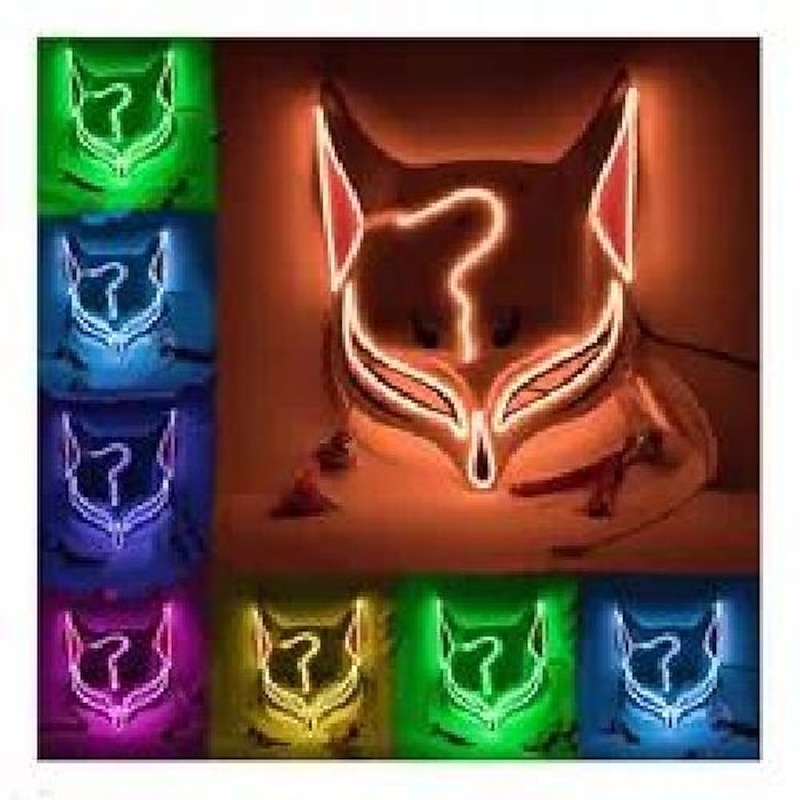 Holloween Mask Led Fox Mask Plastic Led Light Up Masks Cosplay Mask Headwear Halloween Mask Party